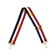Red, White, Blue & Bees Adjustable Strap with Gold Hardware