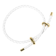Faux Leather Braided Gold Dipped Tip Adjustable Bracelet