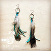 Peacock and Leather Tassel Earrings