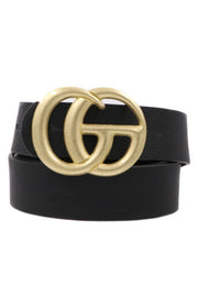 Fashion Belt in Black with Brushed Gold Buckle