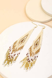 Stacie Beaded Fringe Drop Earrings