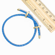 Faux Leather Braided Gold Dipped Tip Adjustable Bracelet