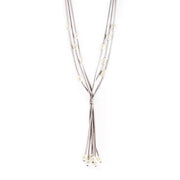 Lucero Freshwater Pearl Suede Necklace in Grey
