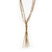 Lucero Freshwater Pearl Suede Necklace in Khaki