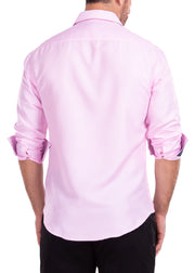 Pink Long Sleeve Shirt with Navy Cuffs/ 212315