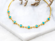 Turquoise CZ Chain Sliding Bracelet, A52