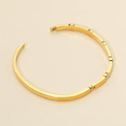 Stainless Steel Stone Paved Slim Hinged Bangle Bracelet