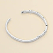 Stainless Steel Stone Paved Slim Hinged Bangle Bracelet