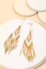 Stacie Beaded Fringe Drop Earrings