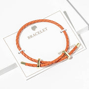 Faux Leather Braided Gold Dipped Tip Adjustable Bracelet