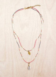 Double Layer Hamsa Shell Necklace