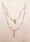 Double Layer Hamsa Shell Necklace