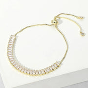 Stainless Steel Emerald Cut CZ Tennis Pull Tie Bracelet