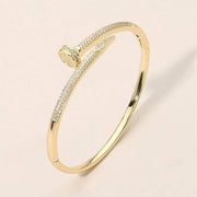 CZ Stone Paved Nailhead Accent Hinged Bangle Bracelet