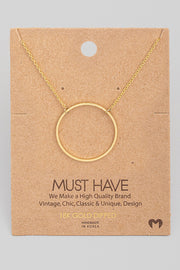 Large Circle Pendant Necklace in Gold
