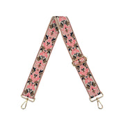 Pink & Camel Embroidered Adjustable Strap with Gold Hardware