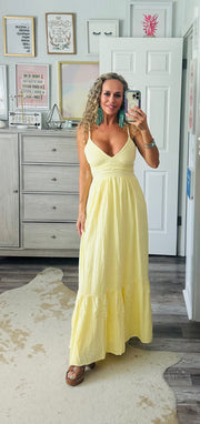 Callie Boho Dress in Yellow