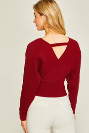 Tatiana V-Neck Sweater in Cherry