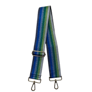 Metallic Bag Strap in Green & Blue with Gold Hardware