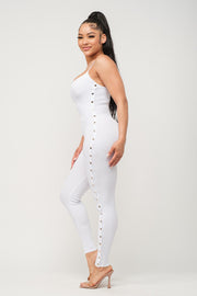 Snap Sweater Jumpsuit in Grey