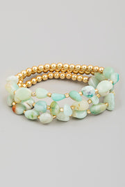 Stone & Metallic Beaded Bracelet in Amazonite