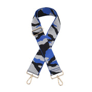 Blue & Silver Camo Adjustable Strap with Silver Hardware