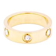 Stone Embellished Stainless Steel Band Ring