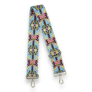 Pink & Blue Tribal Adjustable Strap with Gold Hardware