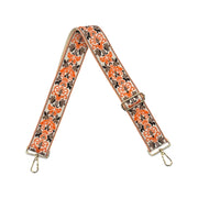Orange & Camel Embroidered Adjustable Strap with Gold Hardware