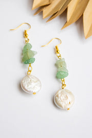 Mother Earth Pearl Earrings in Green Adverturine