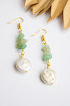 Mother Earth Pearl Earrings in Green Adverturine