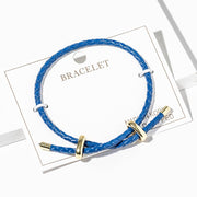 Faux Leather Braided Gold Dipped Tip Adjustable Bracelet