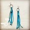 Binx Leather Earrings with Turquoise Chunks in Teal