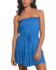 Deluc Strapless Ruffle Dress in Blue