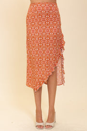 Jace Boho Midi Skirt in Rust