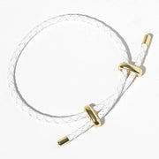Faux Leather Braided Gold Dipped Tip Adjustable Bracelet