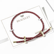 Faux Leather Braided Gold Dipped Tip Adjustable Bracelet