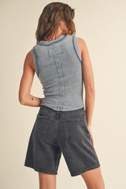 Katie Scoop Neck Tank in Denim