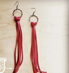 Tara Leather Tassel Earrings in Red