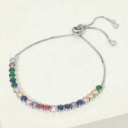 Stainless Steel Round CZ Tennis Chain Pull Tie Bracelet