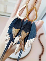 Jessie Gold & Black Leather Earrings