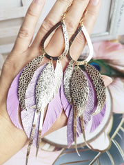 Allie Lavender Leather Earrings