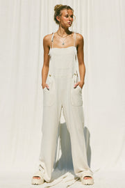 Frankie Linen Overalls in Natural