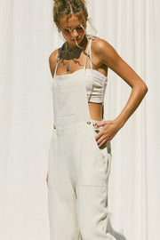 Frankie Linen Overalls in Natural