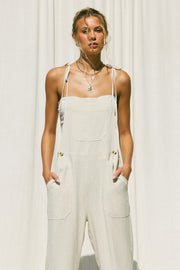 Frankie Linen Overalls in Natural