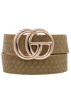 Crocodile Belt with Shiny Gold Buckle in Olive