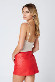 Maddie Red Faux Leather Skirt