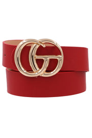 Fashion Belt in Cranberry with Shiny Gold Buckle