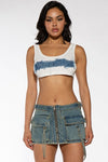 Riley Cargo Mini Skirt in Blue Denim