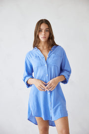 Millie Shirt Dress in Azure